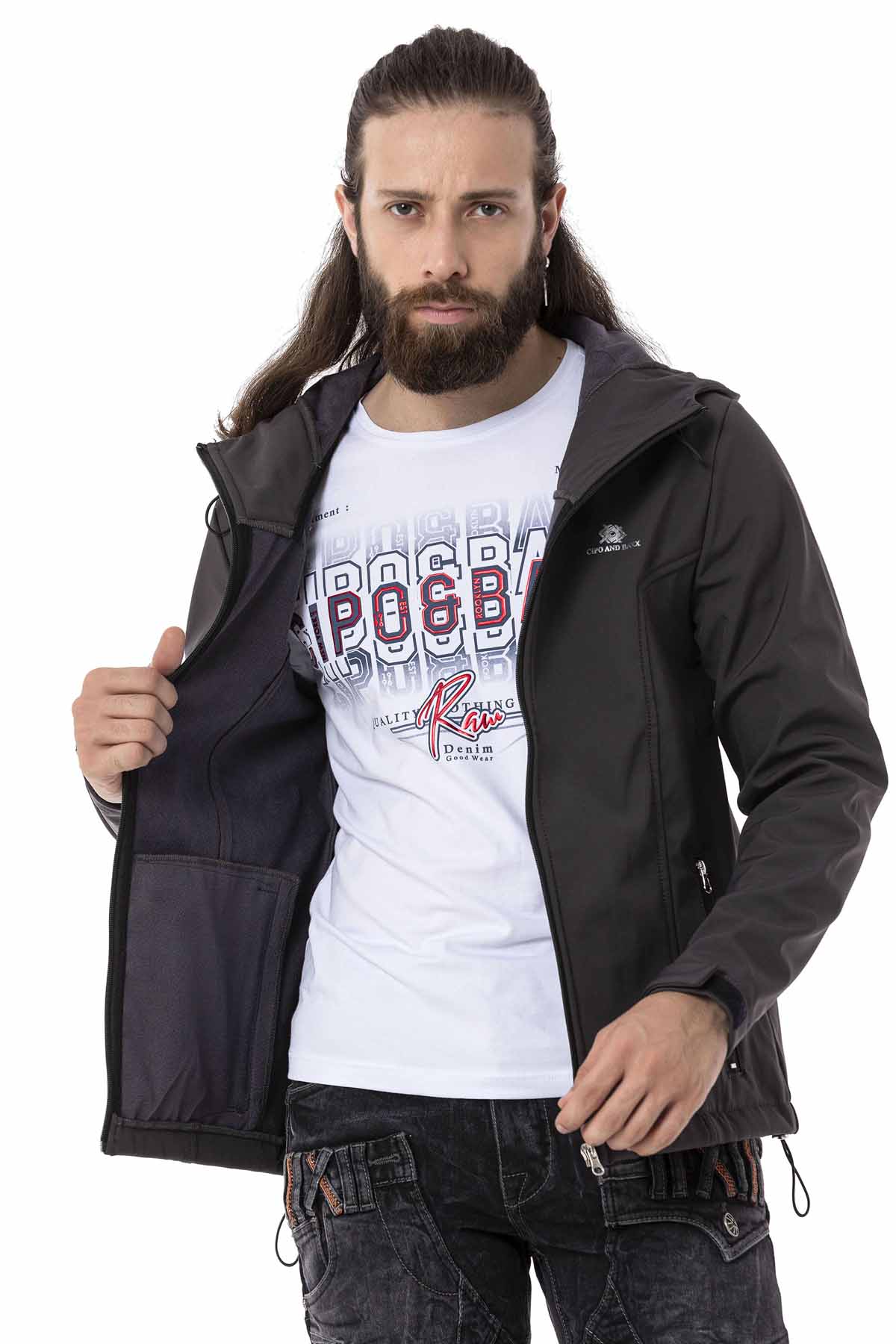 CJ285 Men's Winter Jacket – with detachable hood & striking details