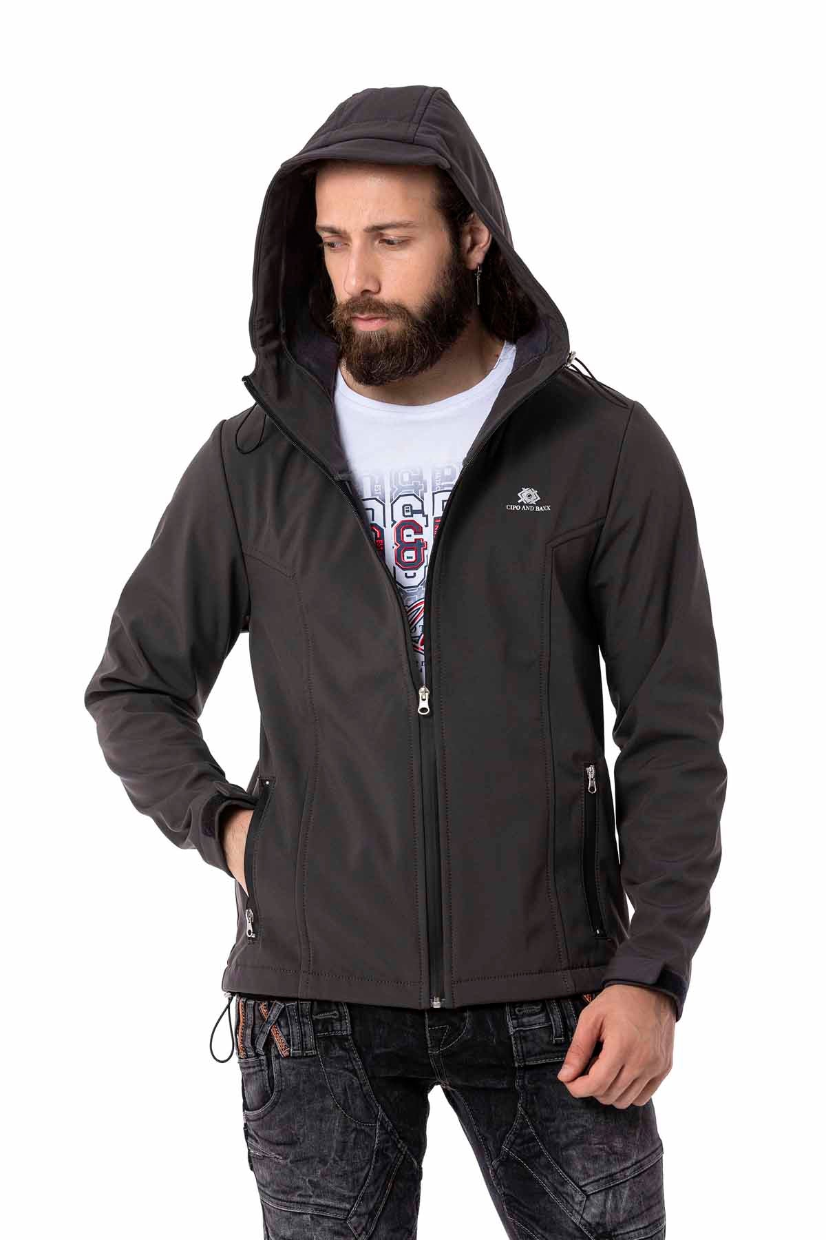 CJ285 Men's Winter Jacket – with detachable hood & striking details