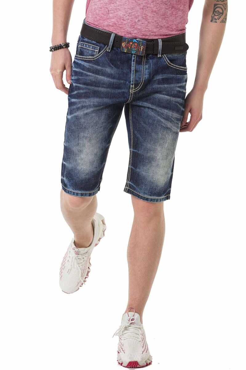 CK251 Men's Capri Shorts with trendy used wash