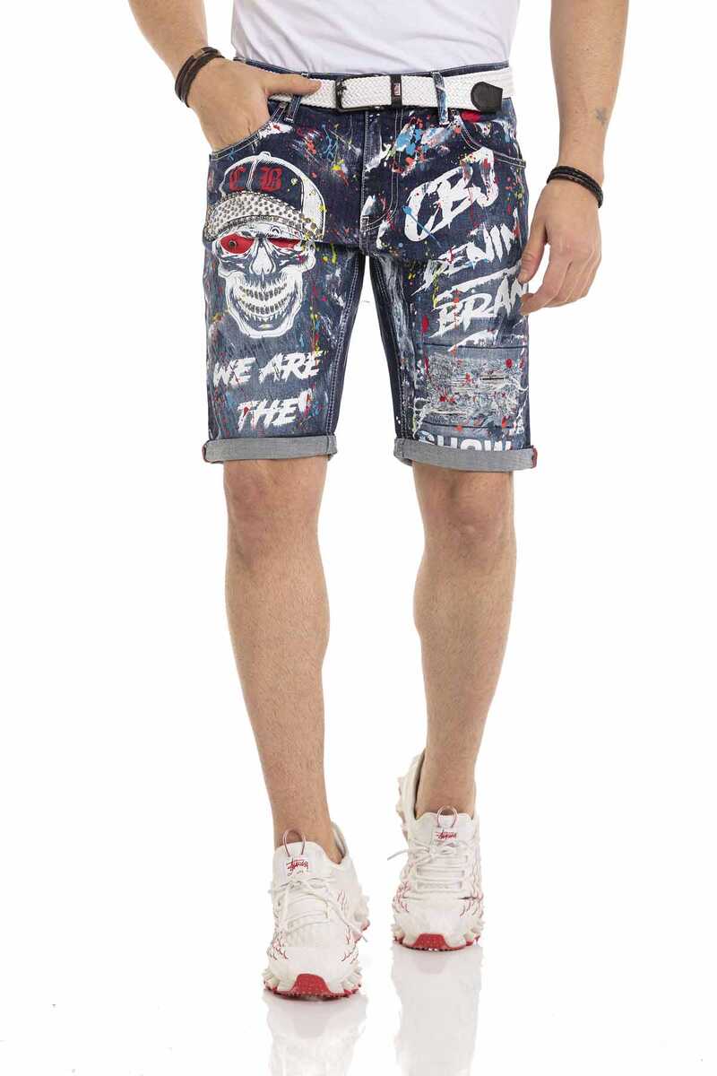 CK255 Men's Capri Shorts with striking skull motif