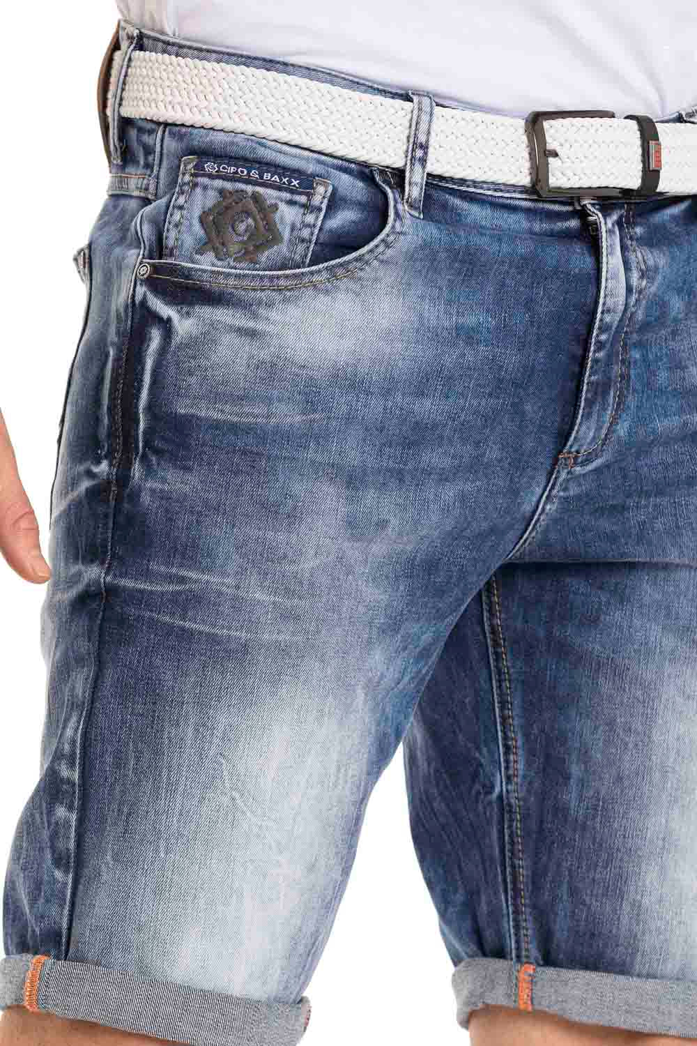 CK266 Men's Capri Shorts with cool brand embroidery