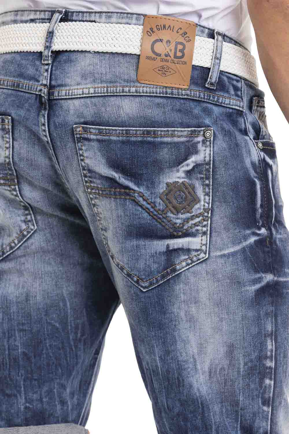CK266 Men's Capri Shorts with cool brand embroidery