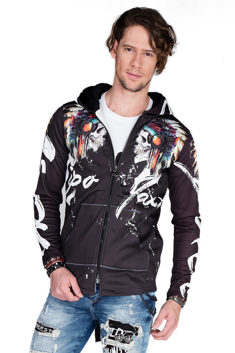 CL263 men's sweat jacket with cool print