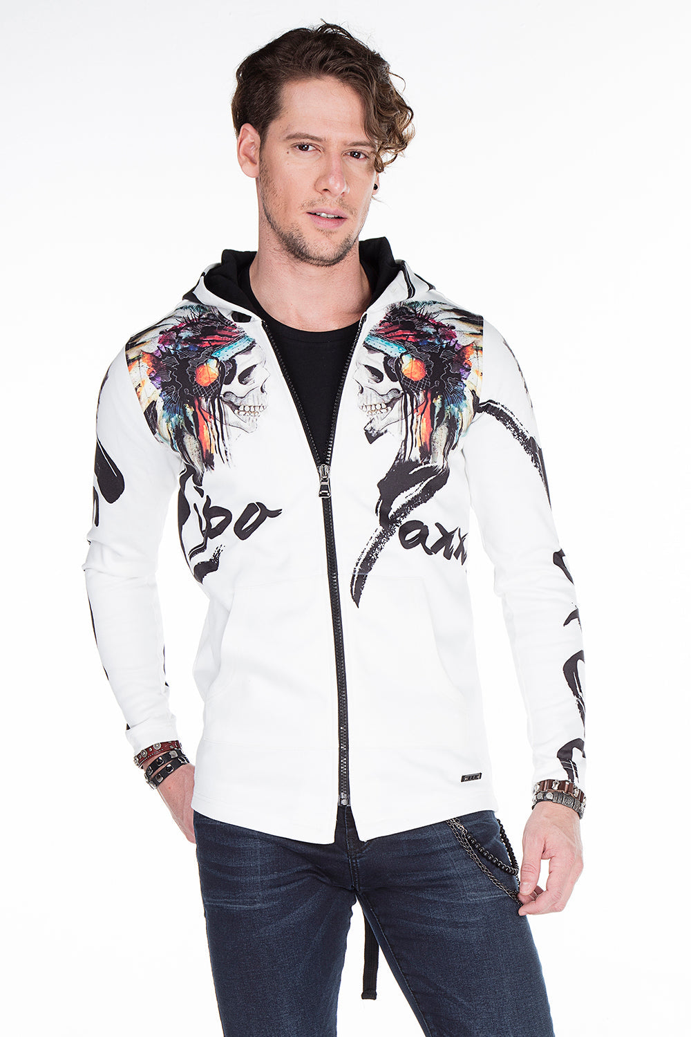 CL263 men's sweat jacket with cool print
