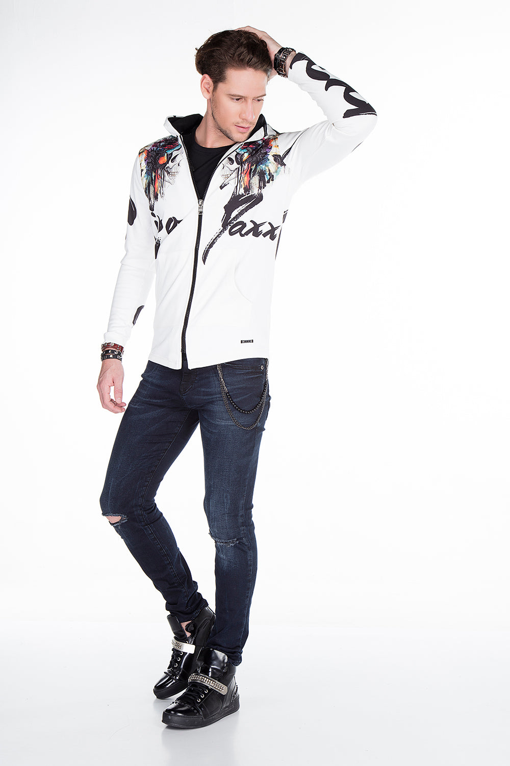 CL263 men's sweat jacket with cool print