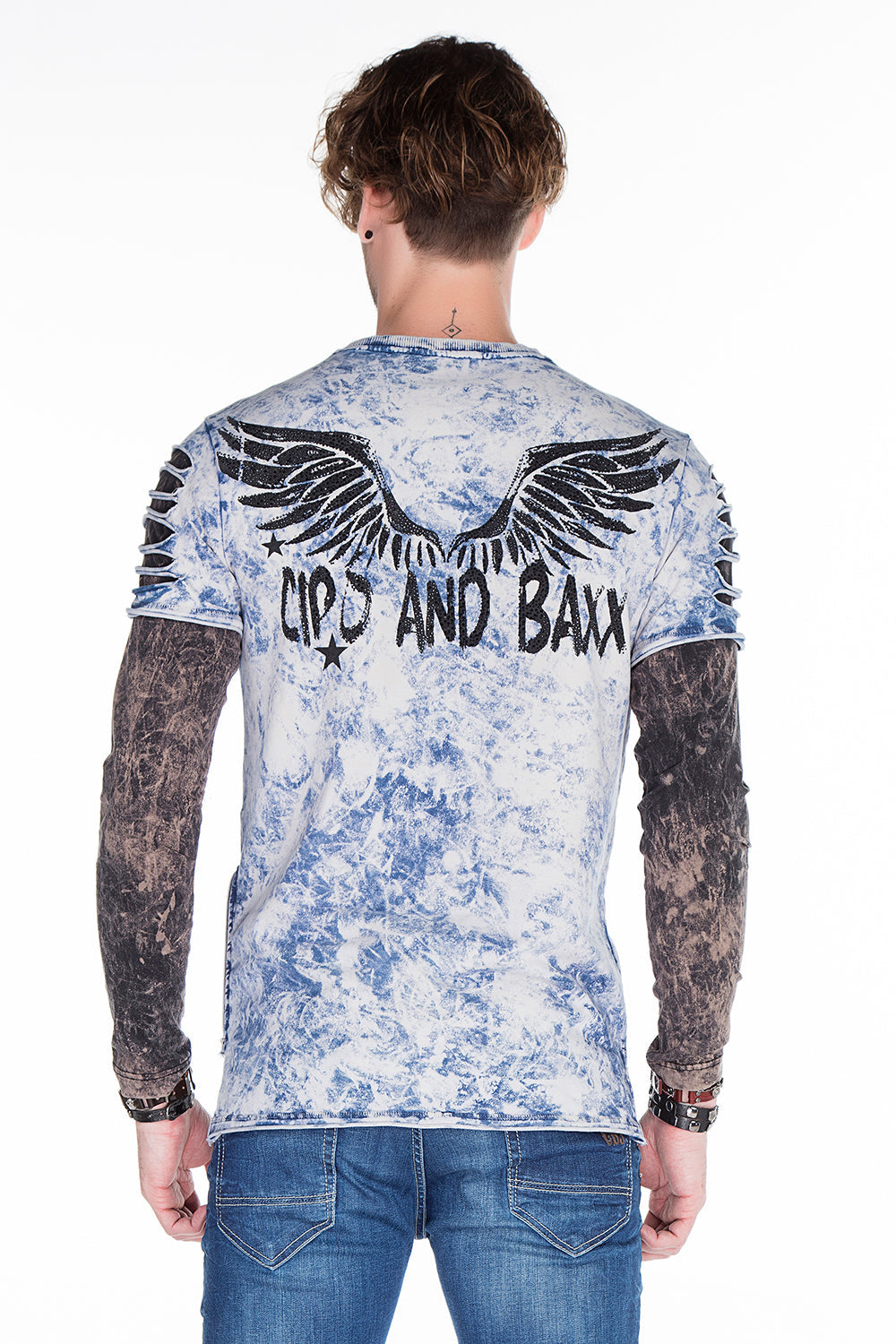 CL265 Men's long-sleeved shirt with gemstone print