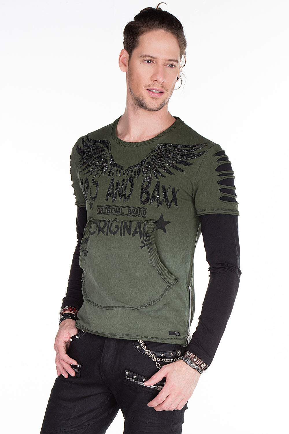 CL265 Men's long-sleeved shirt with gemstone print