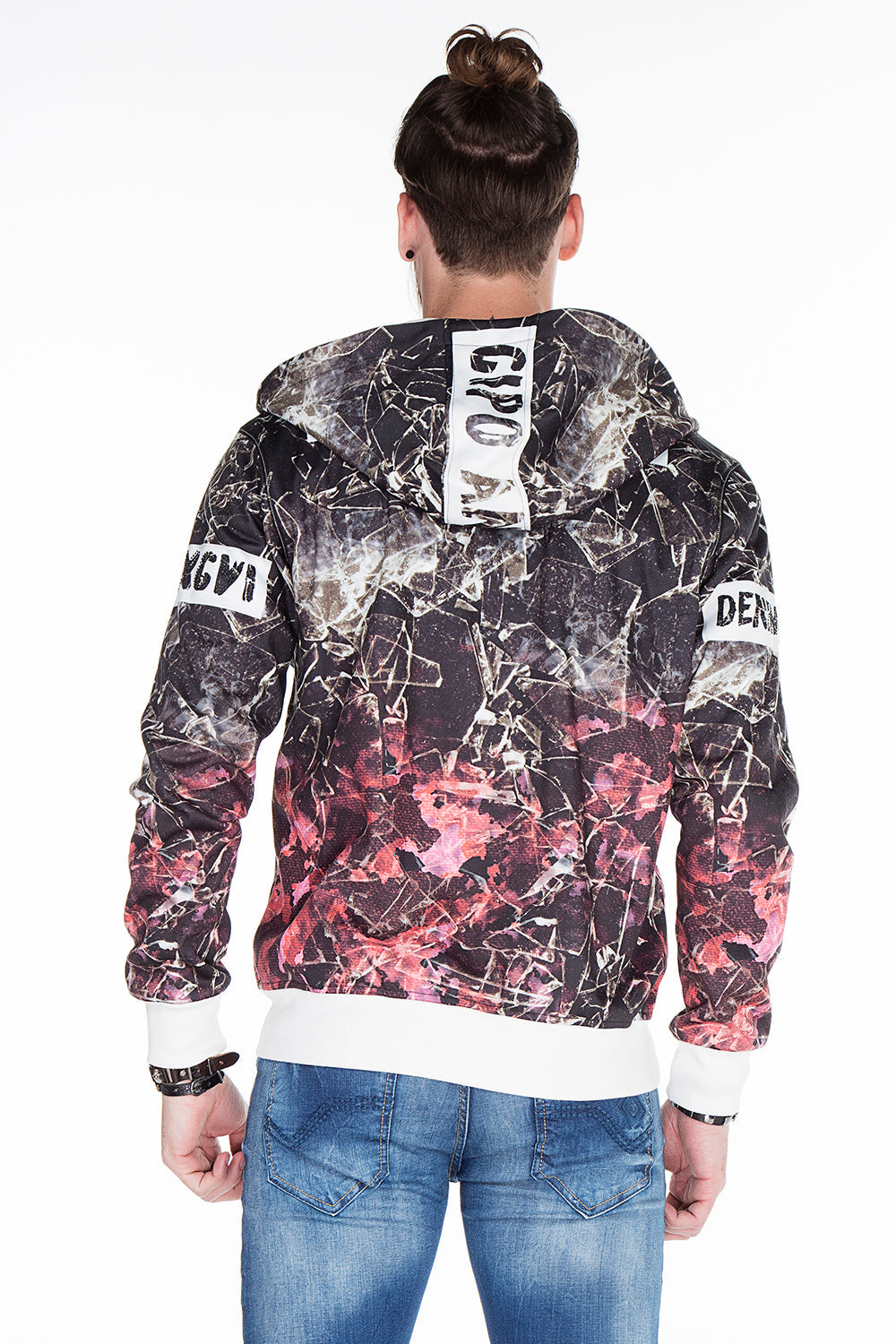 CL270 Men's Sweat Jacket with Lettering Prints