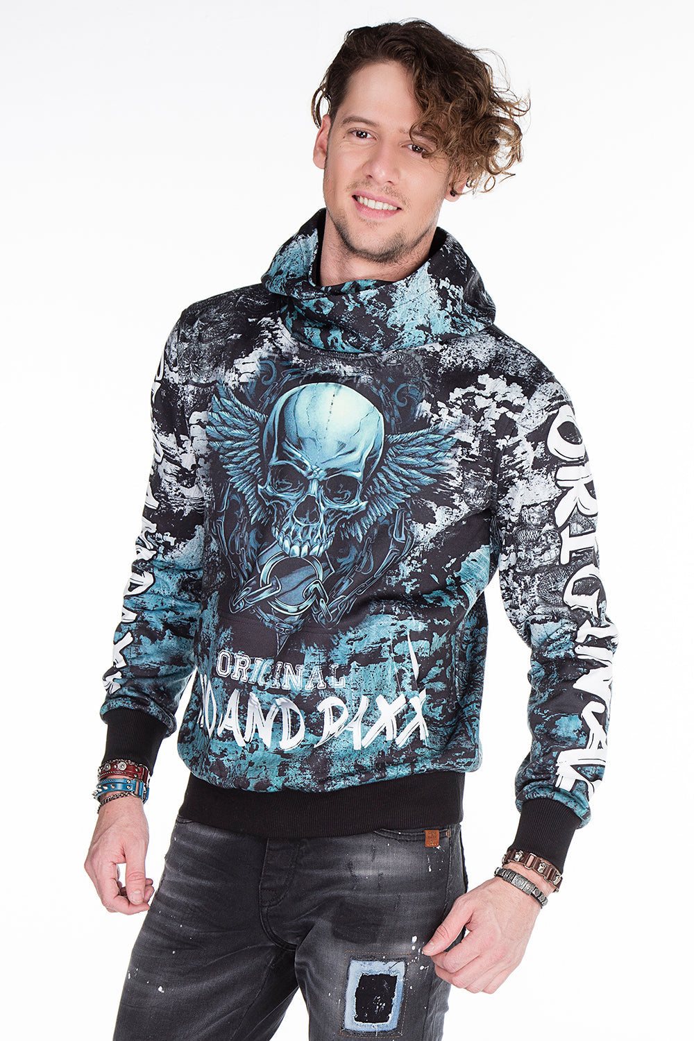 CL271 Men's hooded sweatshirt with cool all-over print