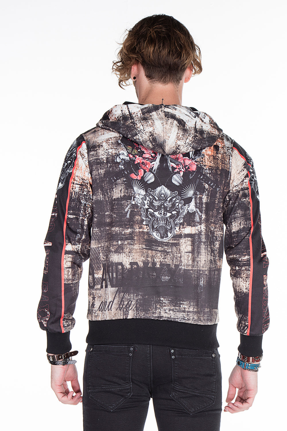 CL272 Men's hooded sweatshirt with cool all-over print