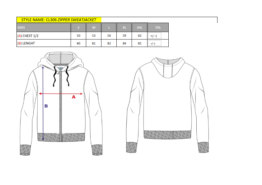 CL306 Men's Sweat Jacket with Practical Hood