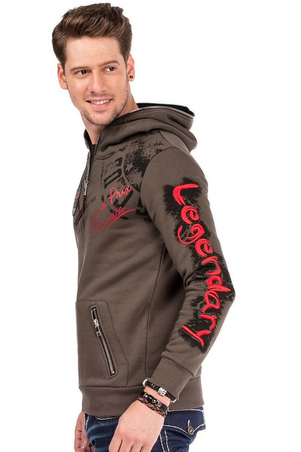 CL334 Men's hooded sweatshirt with trendy prints and embroidery