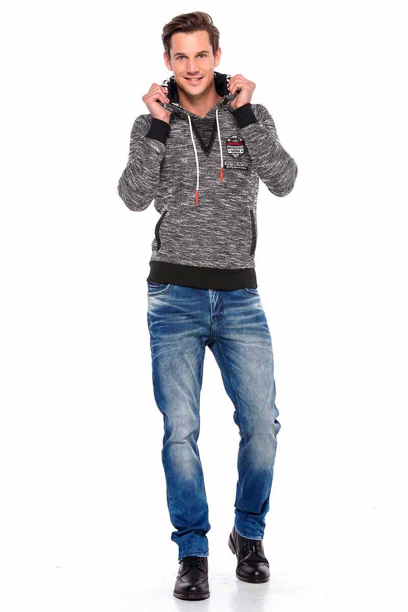 CL362 Men's hooded sweatshirt with brand patch