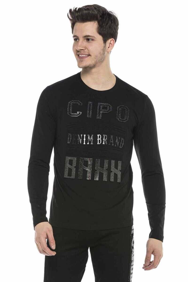 CL374 Men's long-sleeved shirt with subtle front print