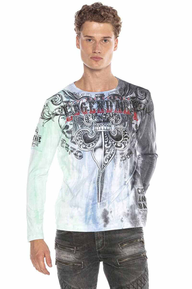 CL408 Men's long-sleeved shirt with extravagant print