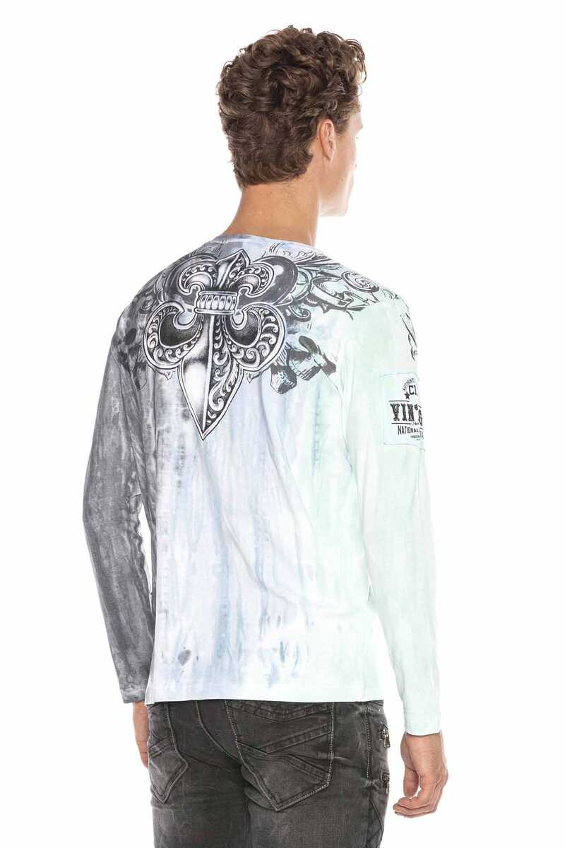 CL408 Men's long-sleeved shirt with extravagant print