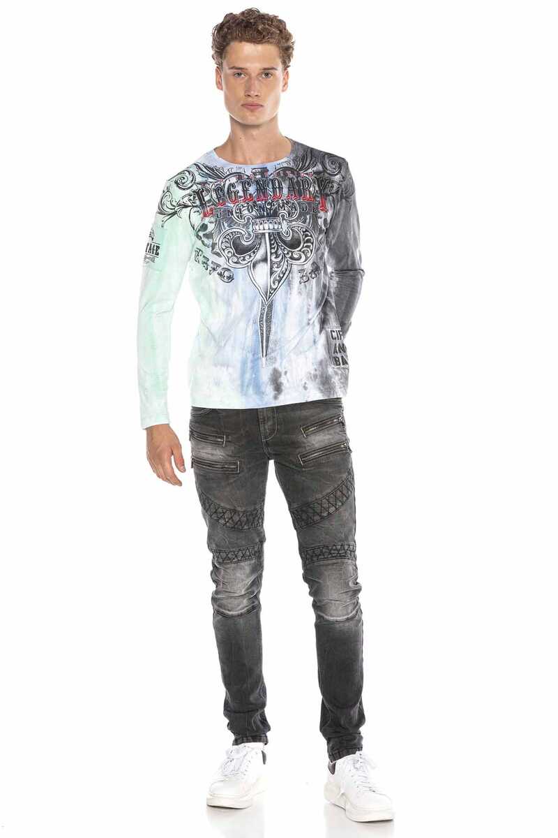 CL408 Men's long-sleeved shirt with extravagant print