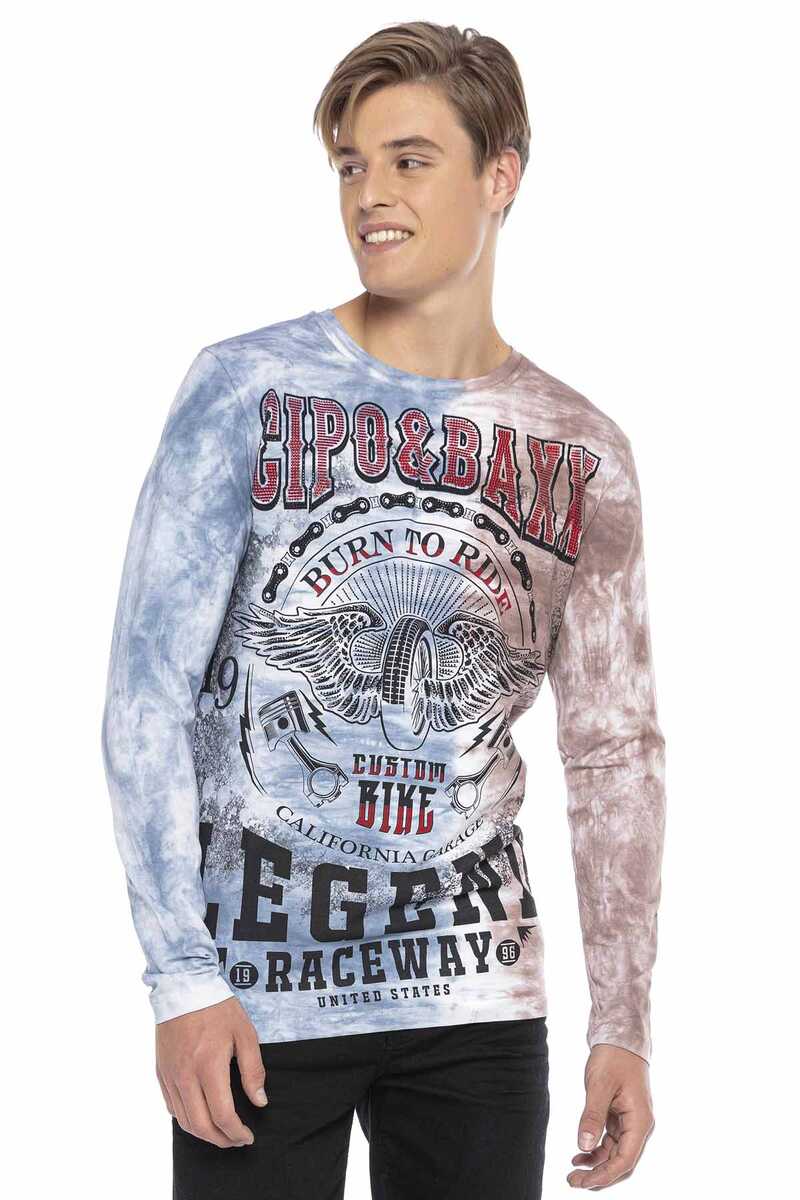CL410 Men's long-sleeved shirt in a cool color gradient