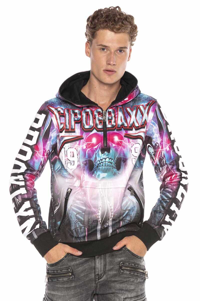 CL416 Men's hooded sweatshirt with striking all-over print design