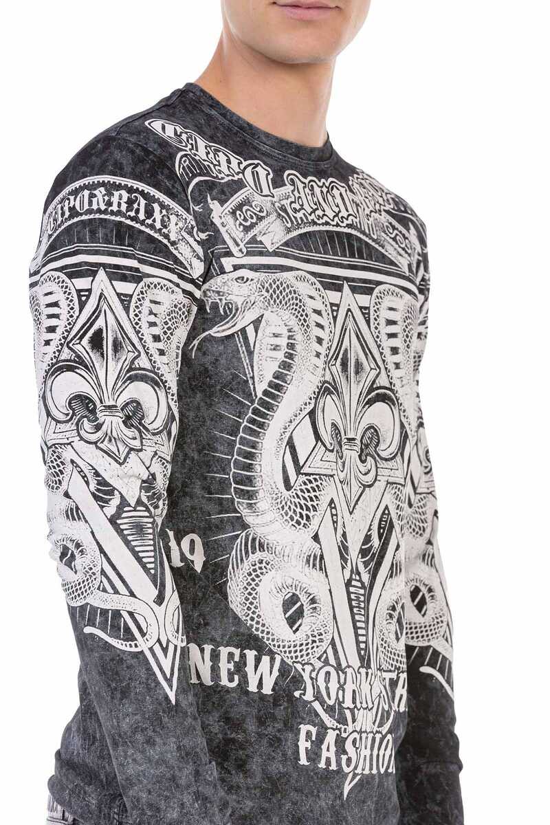 CL449 Men's long-sleeved shirt with large print