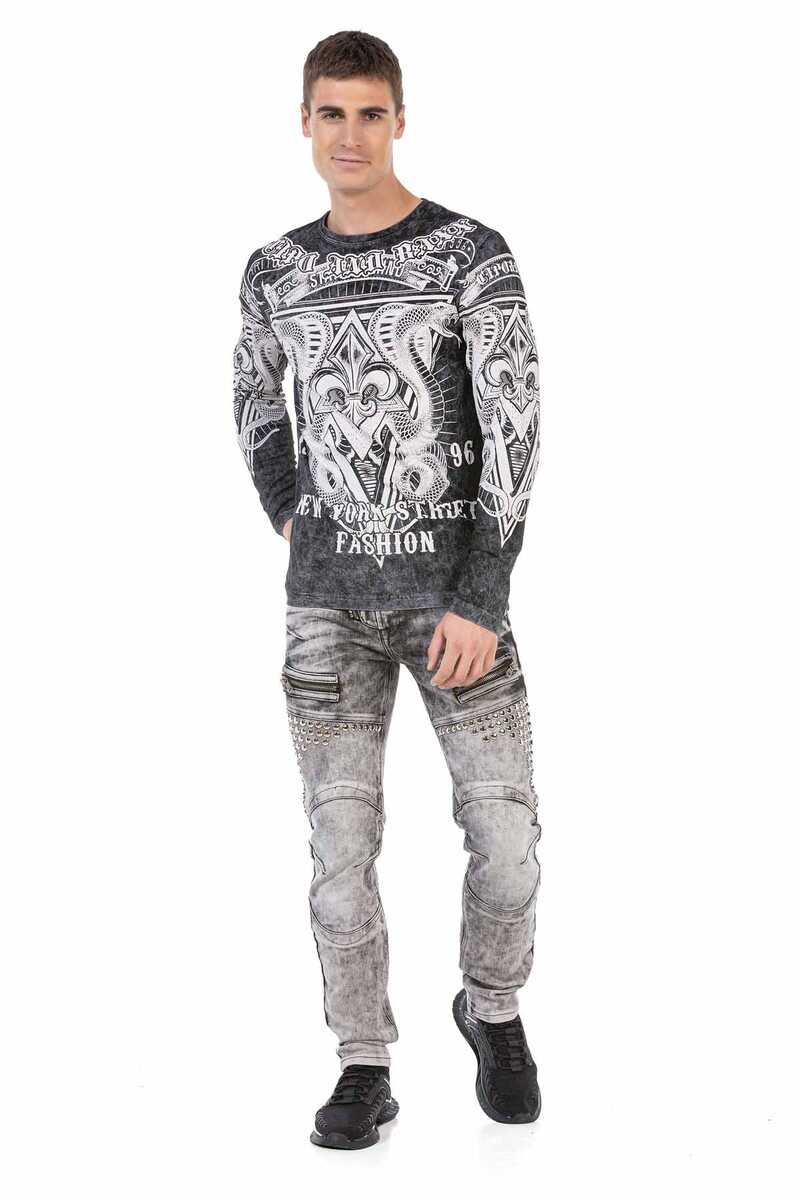 CL449 Men's long-sleeved shirt with large print