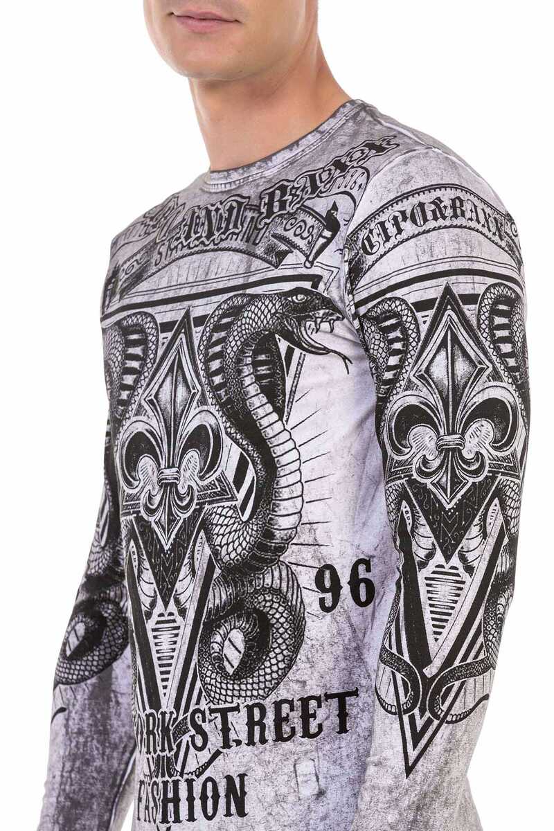 CL449 Men's long-sleeved shirt with large print