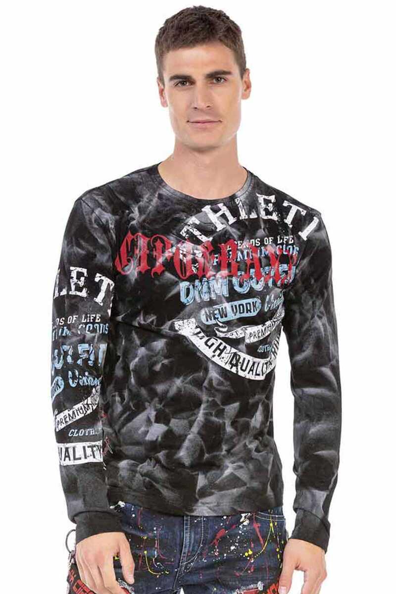 CL453 Men's long-sleeved shirt with a great batik pattern