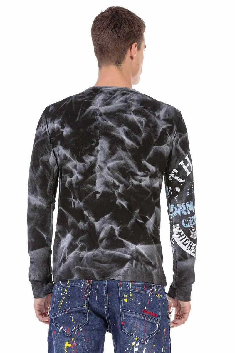 CL453 Men's long-sleeved shirt with a great batik pattern