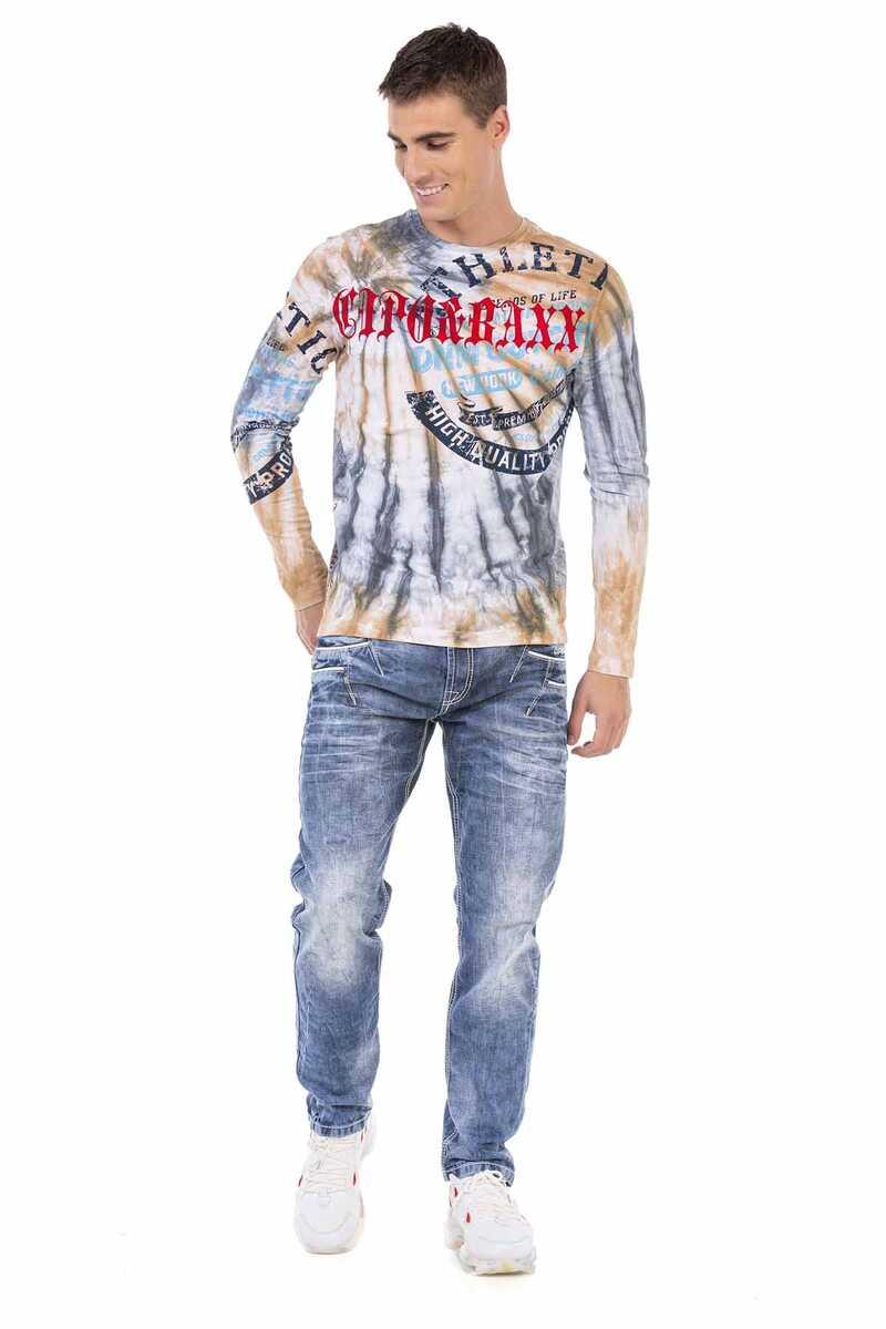 CL453 Men's long-sleeved shirt with a great batik pattern