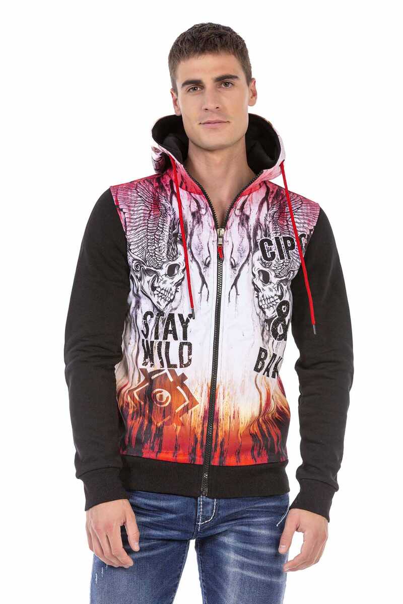 CL458 Men's sweat jacket with cool skull prints
