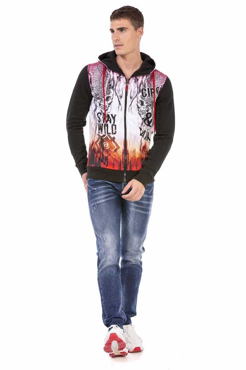 CL458 Men's sweat jacket with cool skull prints