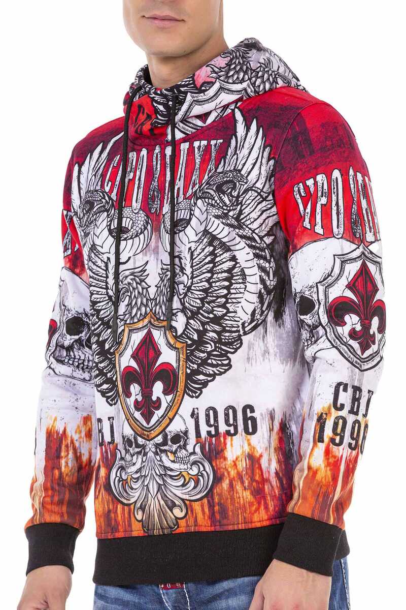 CL469 Men's hooded sweatshirt with cool all-over print