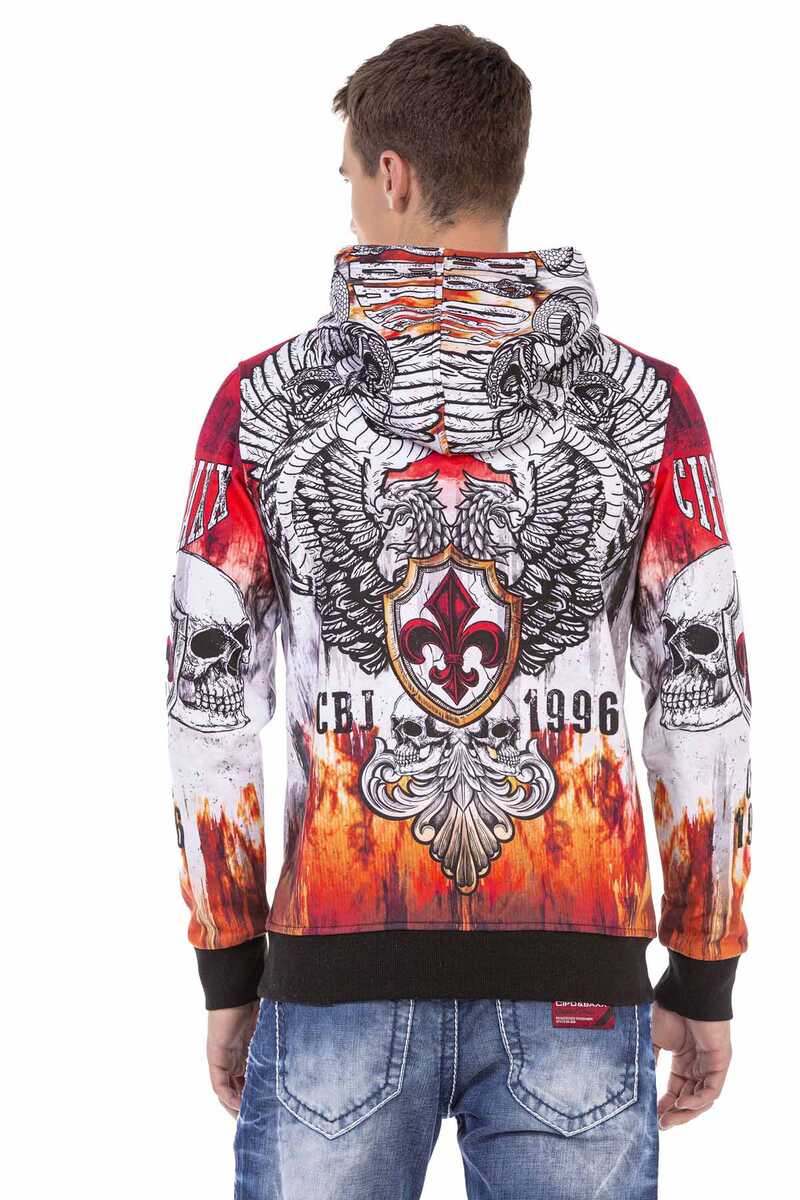 CL469 Men's hooded sweatshirt with cool all-over print
