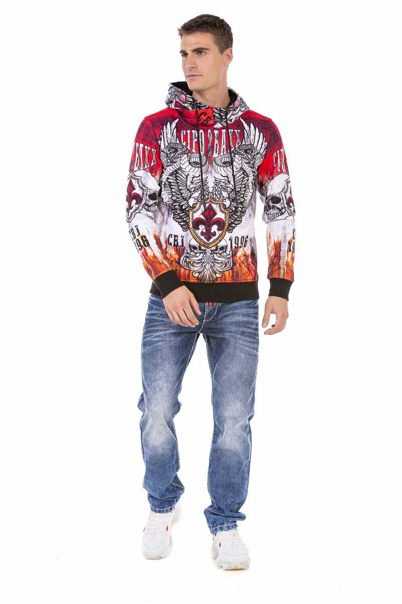 CL469 Men's hooded sweatshirt with cool all-over print