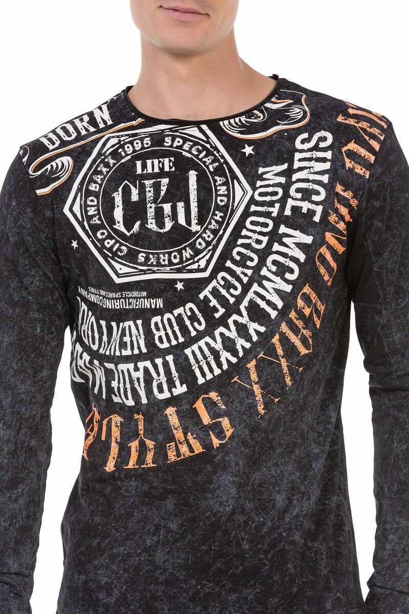 CL472 Men's long-sleeved shirt with trendy front print
