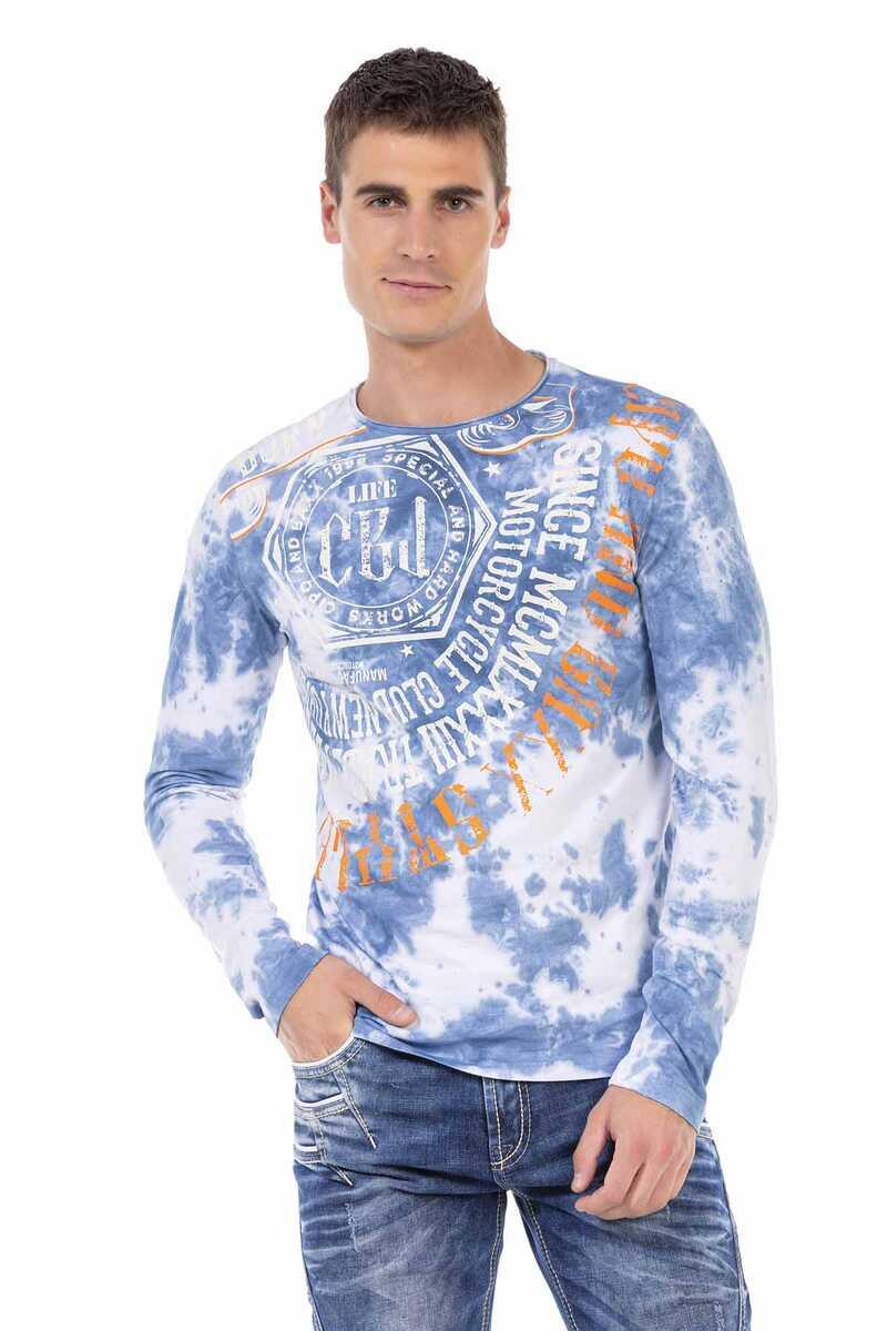 CL472 Men's long-sleeved shirt with trendy front print