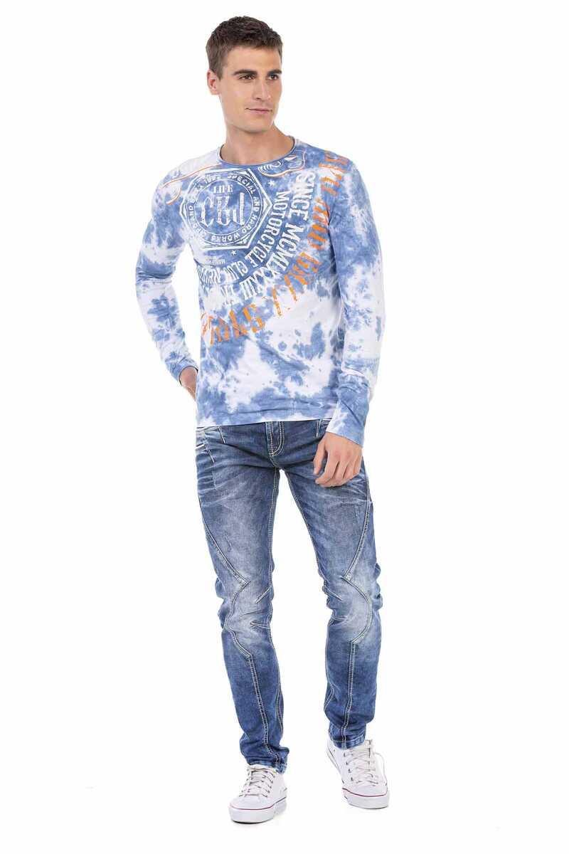 CL472 Men's long-sleeved shirt with trendy front print