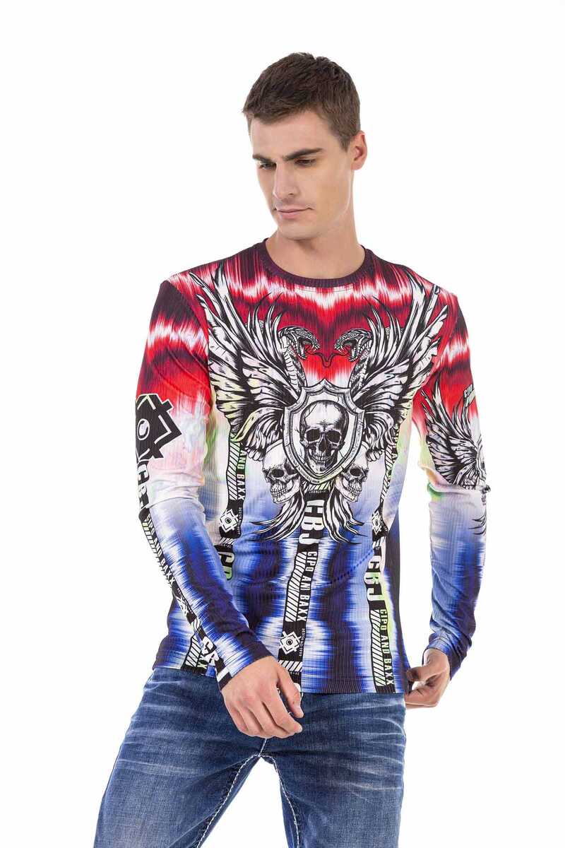 CL484 Men's long-sleeved shirt in a trendy designer look