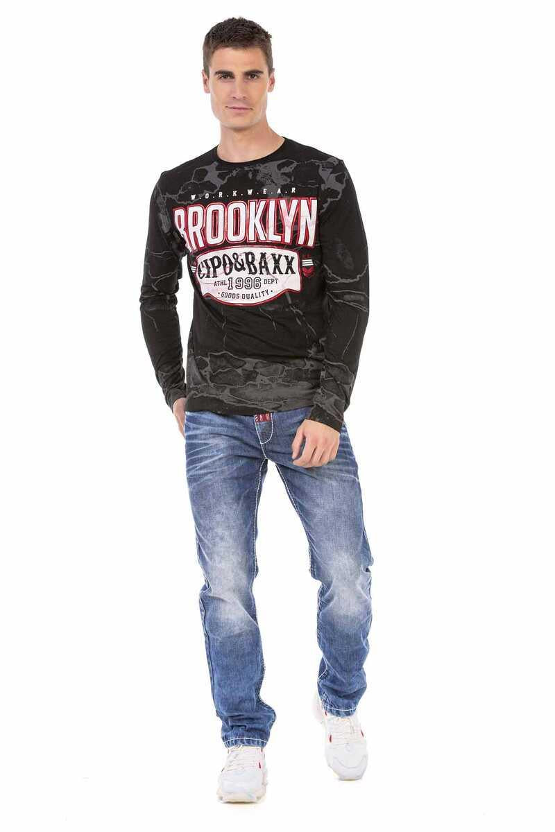 CL487 Men's long-sleeved shirt with cool prints
