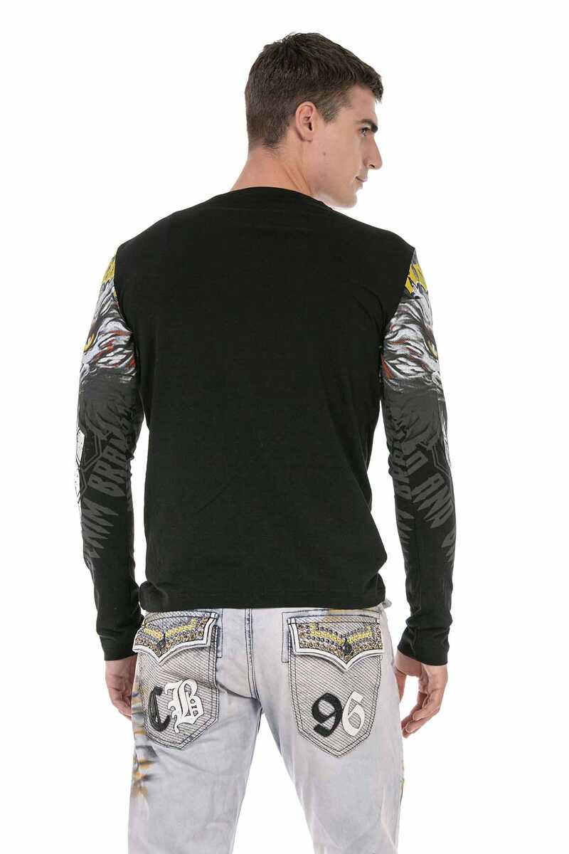 CL488 Men's long-sleeved shirt with cool eagle print