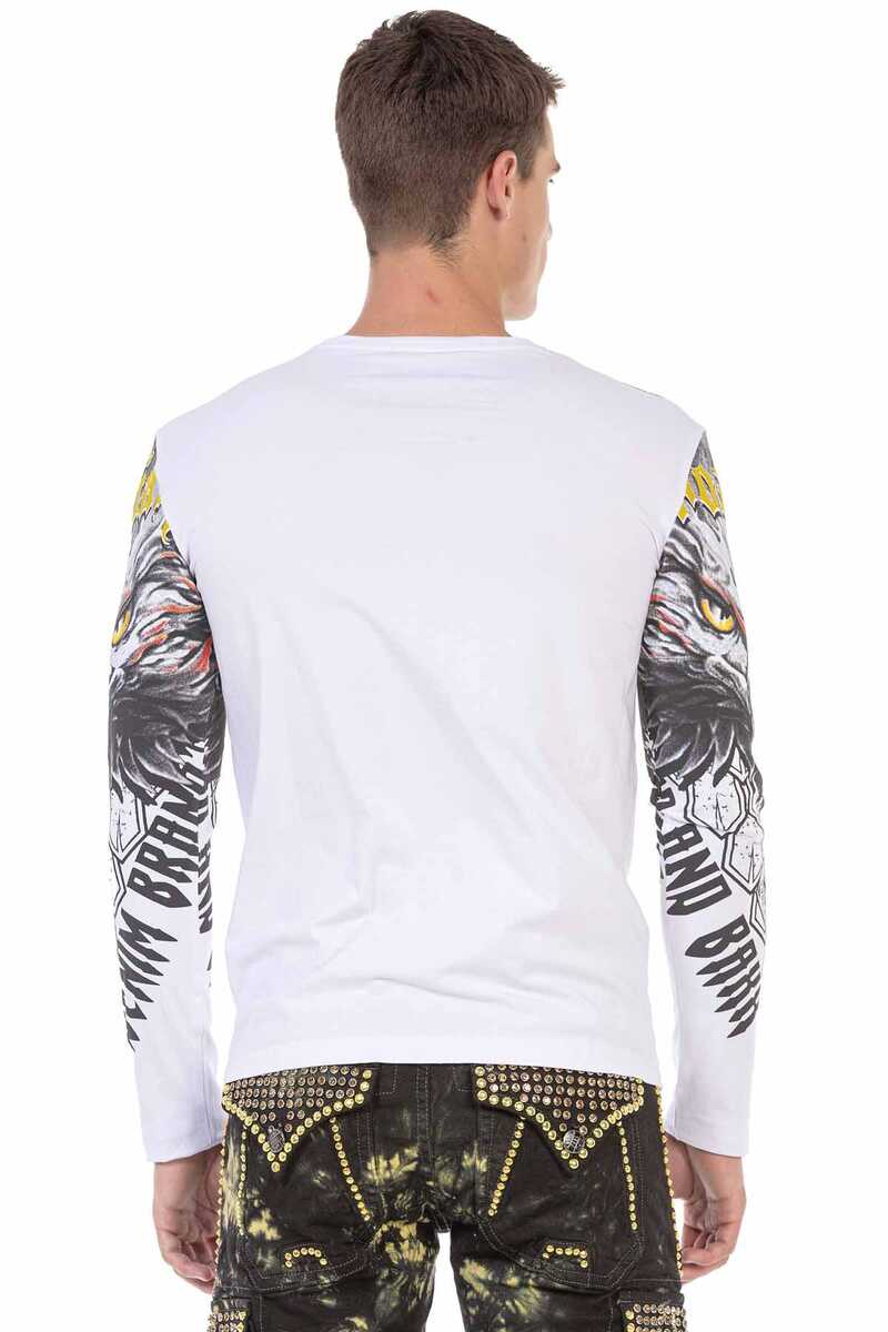 CL488 Men's long-sleeved shirt with cool eagle print