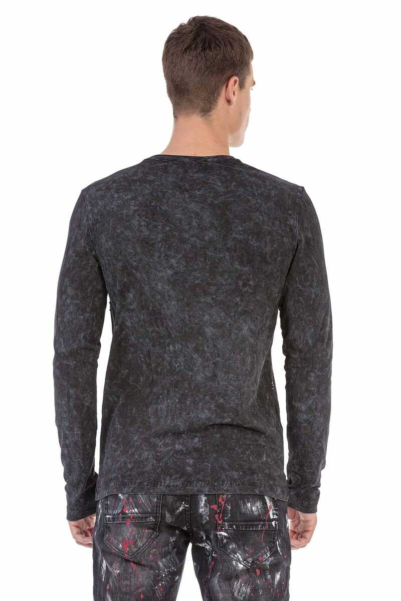 CL489 Men's long-sleeved shirt with large brand front print