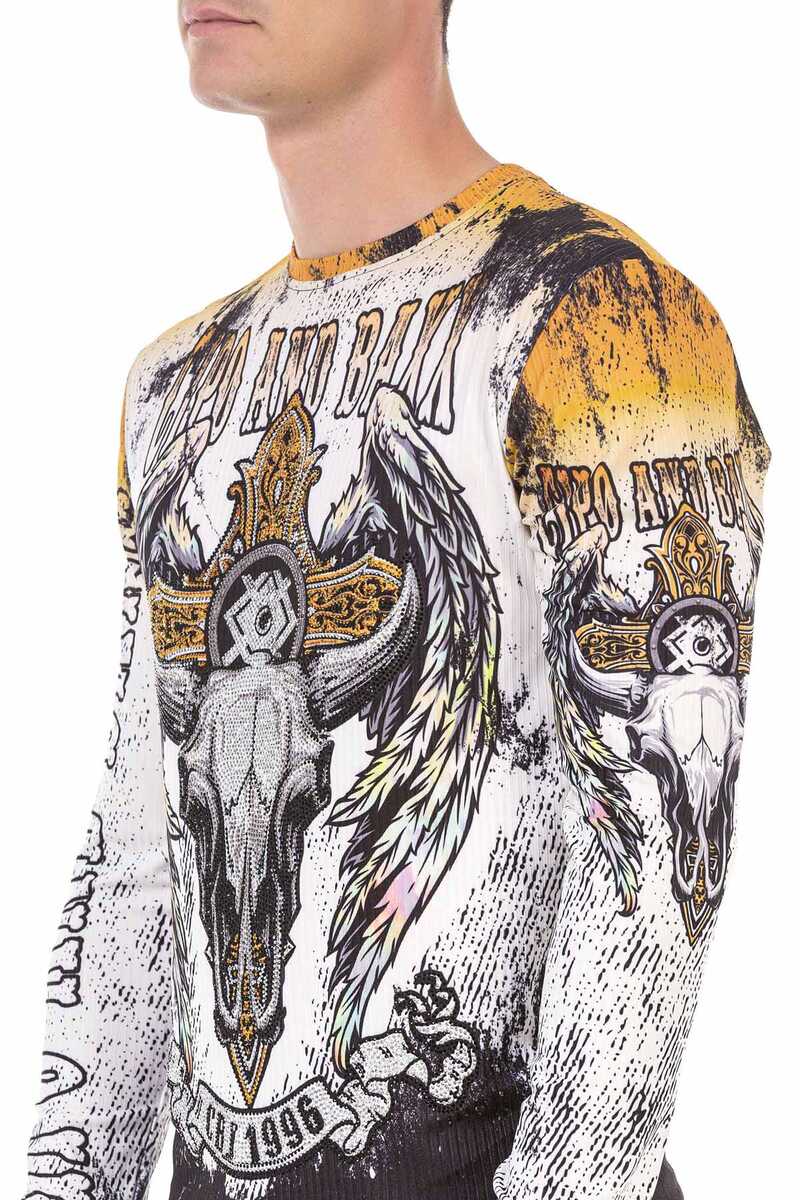 CL492 Men's long-sleeved shirt with extravagant print