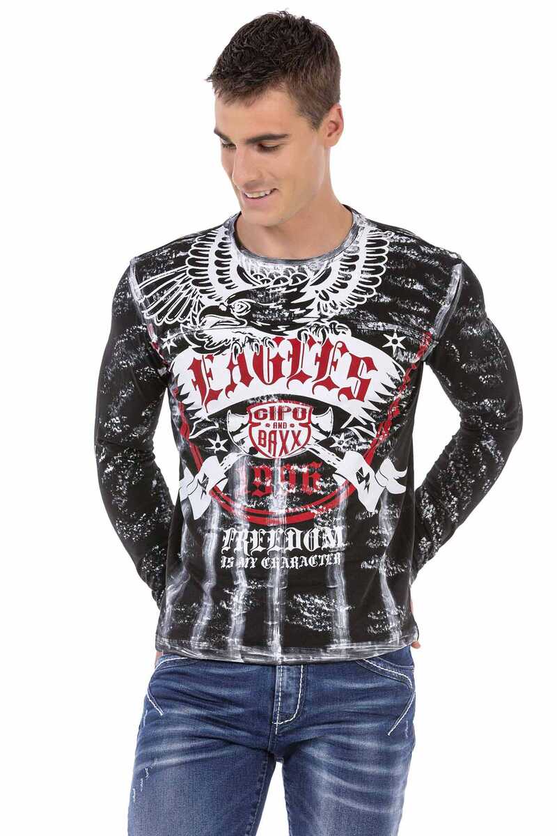 CL493 men's long-sleeved shirt with cool front print