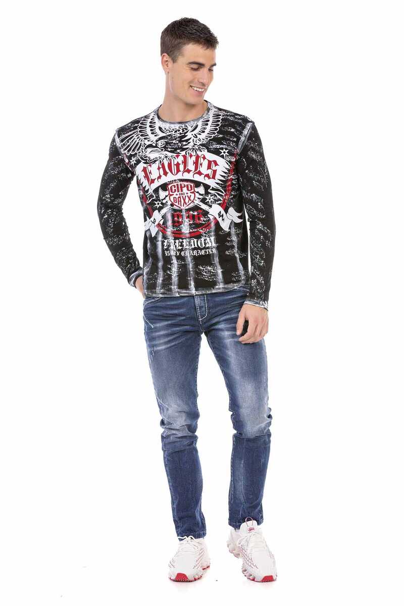 CL493 men's long-sleeved shirt with cool front print