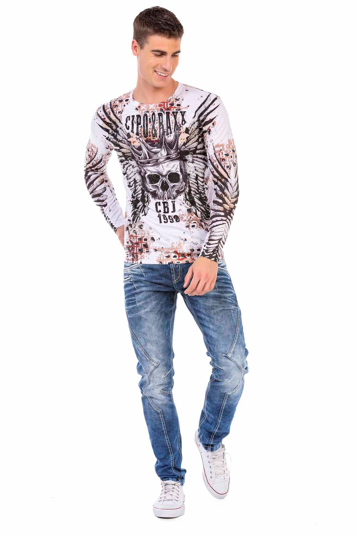 CL494 Men's long-sleeved shirt with extravagant print