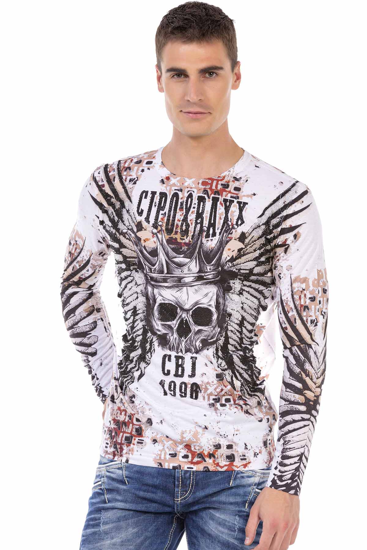 CL494 Men's long-sleeved shirt with extravagant print