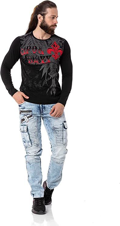 CL522 Men's long-sleeved shirt with large print