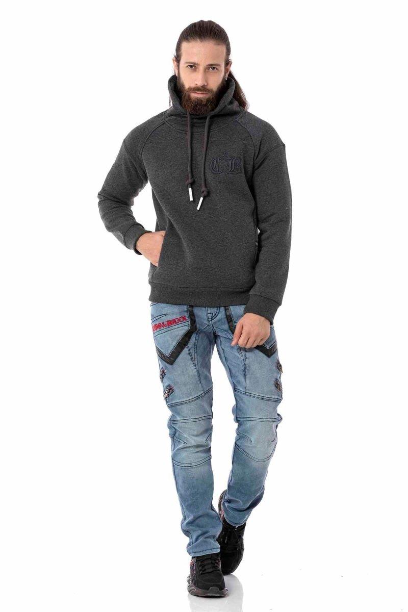CL529 Men's sweatshirt with high stand-up collar
