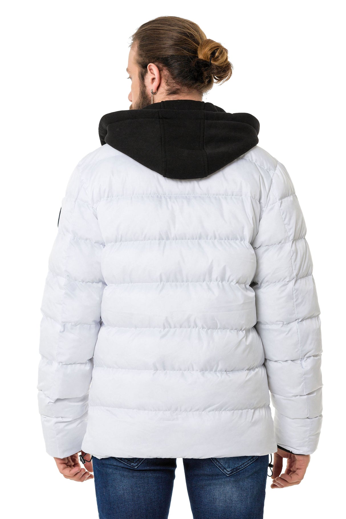 CM202 Men's Winter Jacket – Beige with Detachable Hood & Functional Details